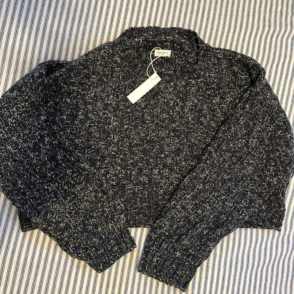 James Street Co Textured Blake Black and White Sweater
